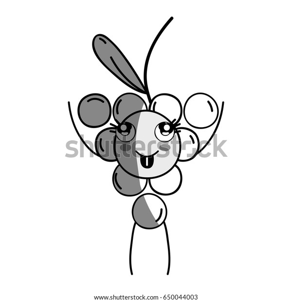 Line Kawaii Cute Funny Grape Fruit Stock Vector Royalty Free 650044003