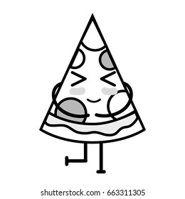 line kawaii cute funny slice pizza food