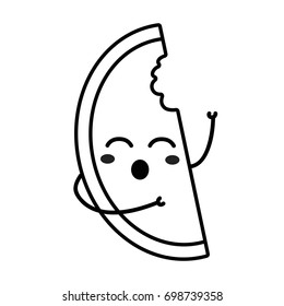 line kawaii cute funny slice apple fruit