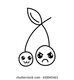 line kawaii cute happy and angry strawberry fruit