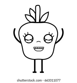 line kawaii cute happy apple fruit