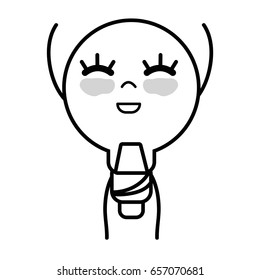line kawaii cute happy bulb energy with arms