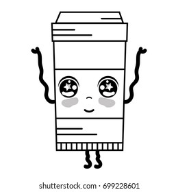line kawaii cute happy coffe plastic cup