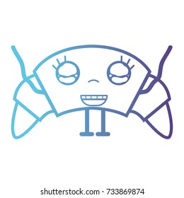 line kawaii cute happy croissant bread