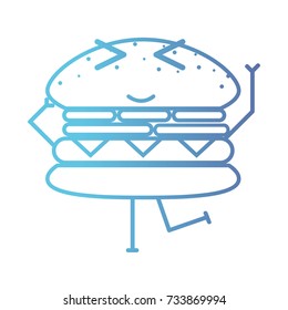 line kawaii cute happy hamburger fastfood