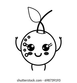 Line Kawaii Cute Happy Orange Fruit