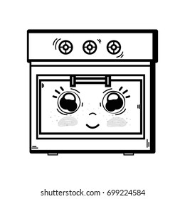 line kawaii cute happy oven technology