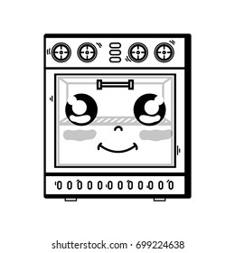line kawaii cute happy oven technology