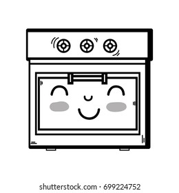 line kawaii cute happy oven technology