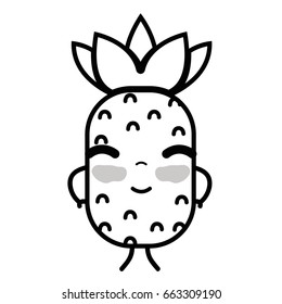 line kawaii cute happy pineapple fruit
