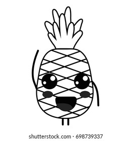 Line Kawaii Cute Happy Pineapple Fruit