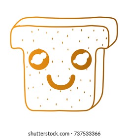 line kawaii cute happy slice bread