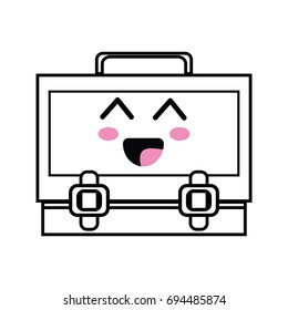 line kawaii cute happy suitcase design