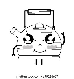 line kawaii cute happy teapot utensil
