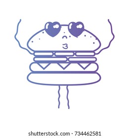 line kawaii cute in love hamburger fastfood