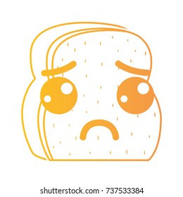 line kawaii cute sad slice bread