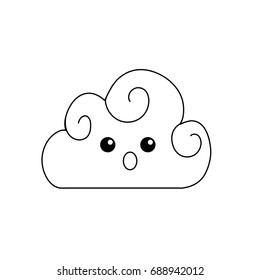 line kawaii cute surprised cloud weather