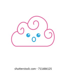 line kawaii cute surprised cloud weather