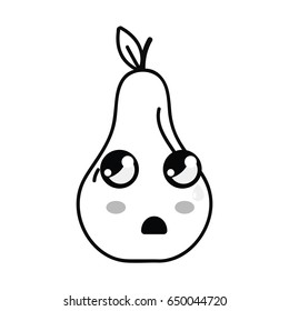 line kawaii cute surprised pear fruit
