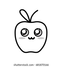 line kawaii cute tender apple fruit