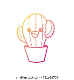 line kawaii cute tender cactus plant