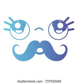 line kawaii cute tender face with mustache