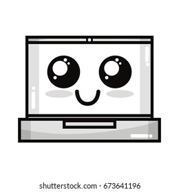 line kawaii cute tender laptop technology