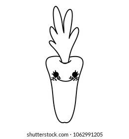 line kawaii happy carrot delicious vegetable