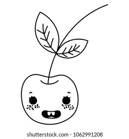 line kawaii happy cherry delicious fruit