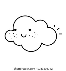 line kawaii happy cloud natural weather