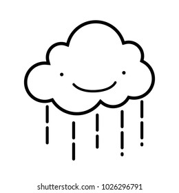 line kawaii happy cloud raining weather