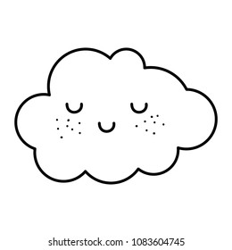 line kawaii happy cloud weather in the sky