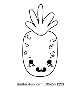 line kawaii happy pineapple delicious fruit