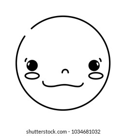line kawaii head with cute happy face