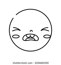 line kawaii head with cute pity face