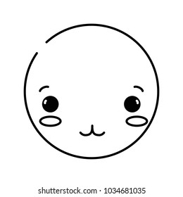 line kawaii head with cute tender face