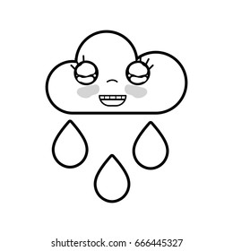 line kawaii nice happy cloud raining