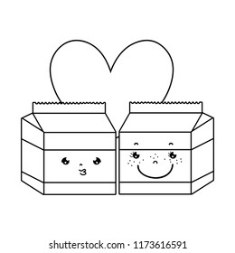 line kawaii nice milk box couple