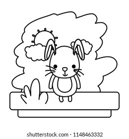 line kawaii rabbit cute wild animal