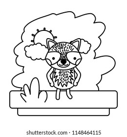 line kawaii raccoon cute wild animal