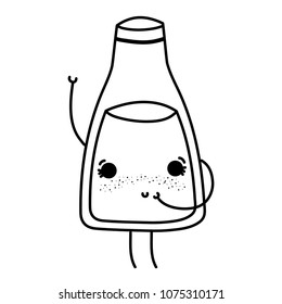 line kawaii shy bottle milk with arms and legs