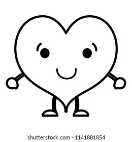 line kawaii tender heart with arms and legs