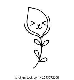line kawaii tender leaf with leaves branches