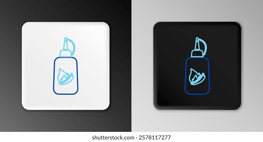 Line Ketchup bottle icon isolated on grey background. Fire flame icon. Hot chili pepper pod sign. Barbecue and BBQ grill symbol. Colorful outline concept. Vector