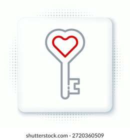 Llave de línea en icono de forma de corazón aislado sobre fondo blanco. 8 de marzo. Día Internacional de la Mujer Feliz. Concepto de contorno colorido. Vector