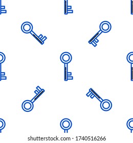 Das Line Key-Symbol isolierte nahtlose Muster auf weißem Hintergrund. Farbenfrohe Kontur. Vector