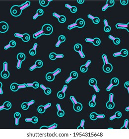Line Key icon isolated seamless pattern on black background.  Vector Illustration