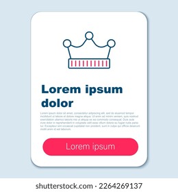 Line King crown icon isolated on grey background. Colorful outline concept. Vector