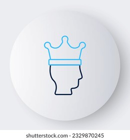 Kronensymbol der Linie King einzeln auf weißem Hintergrund. Farbiges Rahmenkonzept. Vektorgrafik