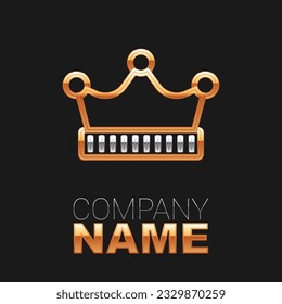 Line King crown icon isolated on black background. Colorful outline concept. Vector